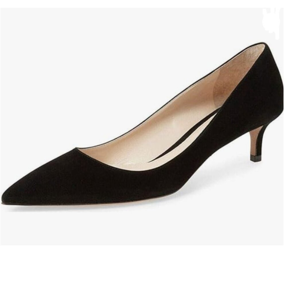 YDN Black Kitten Heel Pumps